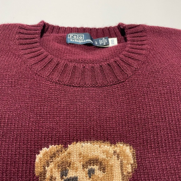 Polo Ralph Lauren Burgundy Bear Crewneck Sweater - Picture 9 of 10